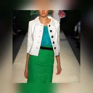 Milly SS/08 Runway White Cotton-Jacquard Cropped Jacket